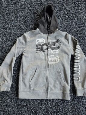 ECKO Unltd Rhino Authentic Mens Gray Hoodie Zip Up Sweater Size Medium